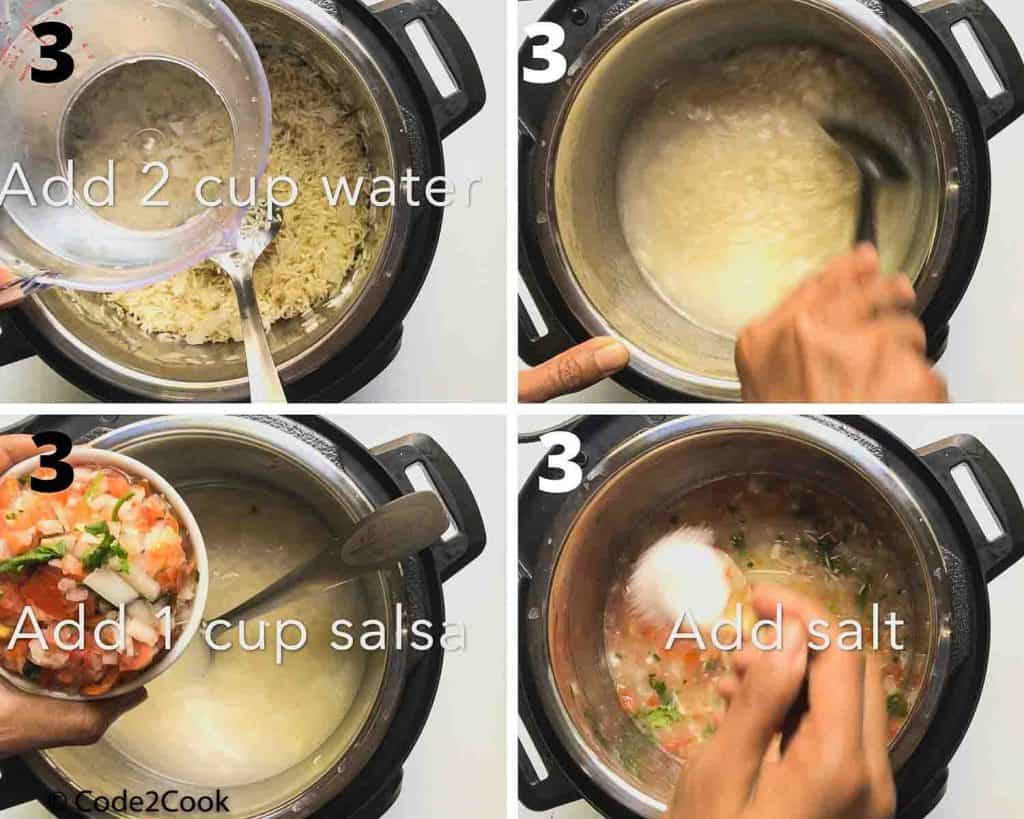 process shot of instant pot Spanish rice