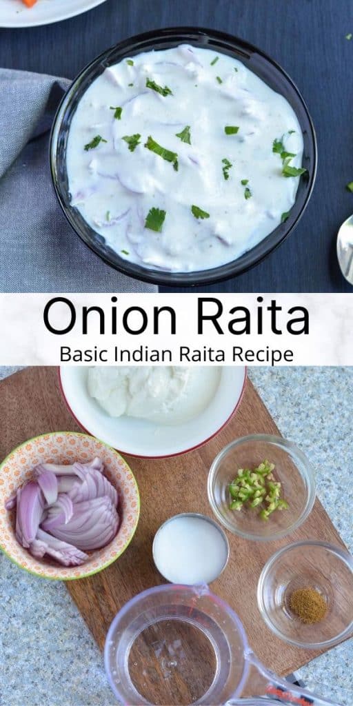 Pinterest image for onion raita recipe