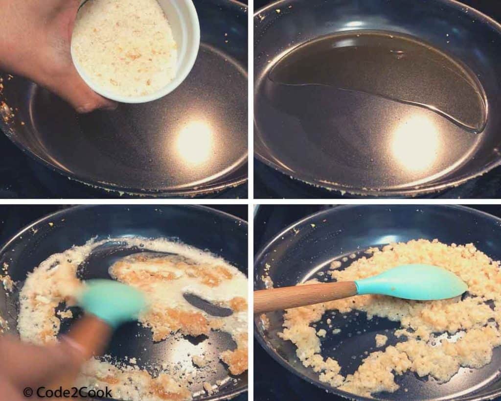 frying edible gum in ghee