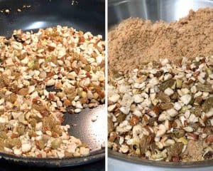 one seeds & nuts changes color transfer them to the same plate as wheat flour