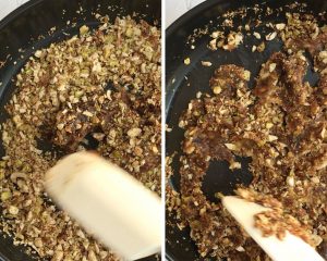 combine dates with the help of spatula