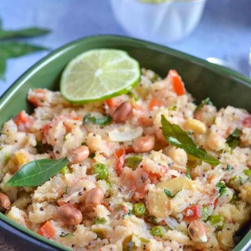 a close click of rava upma (vegetable upma)
